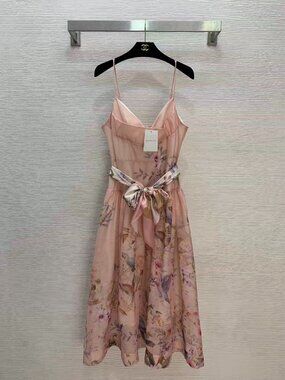 Zimmermann Rebellion Fitted Picnic Dress In Pink Aviary